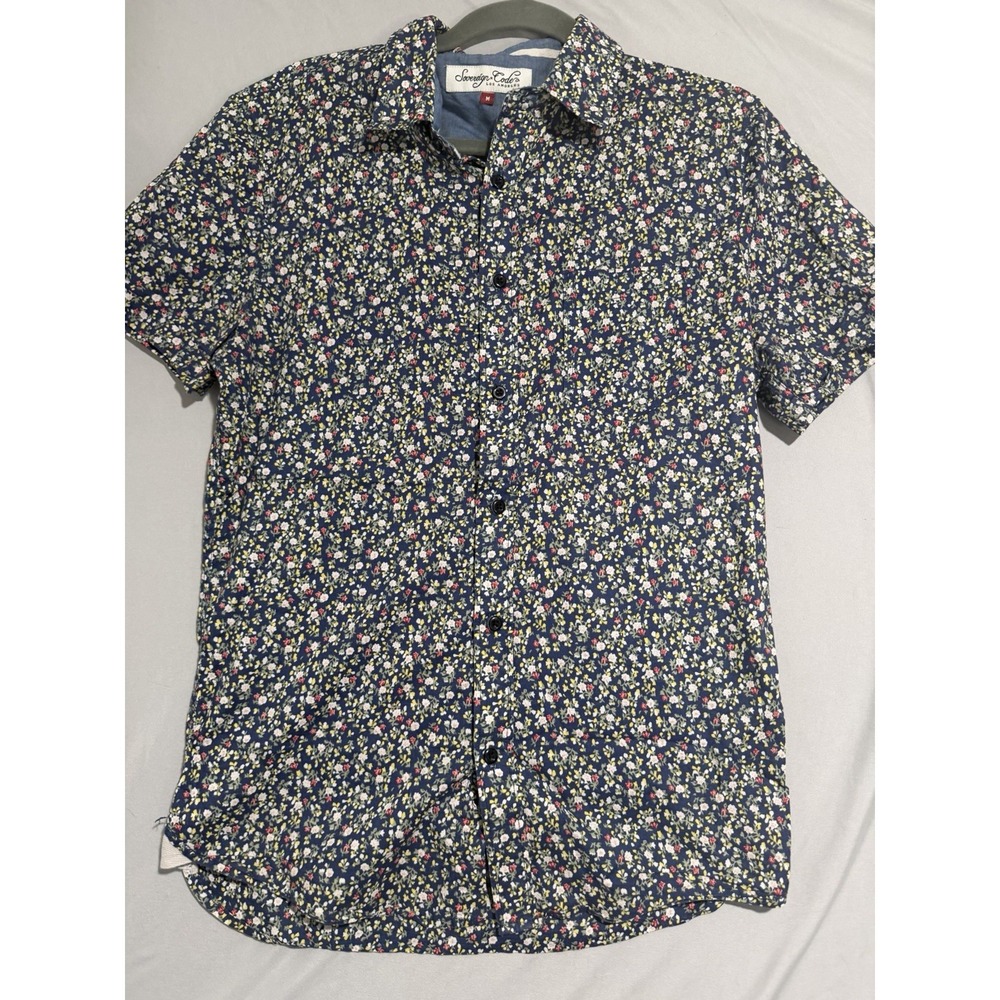 Sovereign Code floral ap ss button up collared dress shirt, men's medium